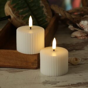 LED Mini Kerzen THEA - mit Rillen - Echtwachs - D: 5