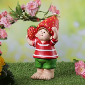 Dekofigur Erdbeerjunge Fritz - niedliche Gartenfigur mit Erdbeere -...