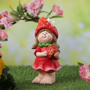 Dekofigur Erdbeermädchen Lotte - niedliche Gartenfigur mit Erdbeere...