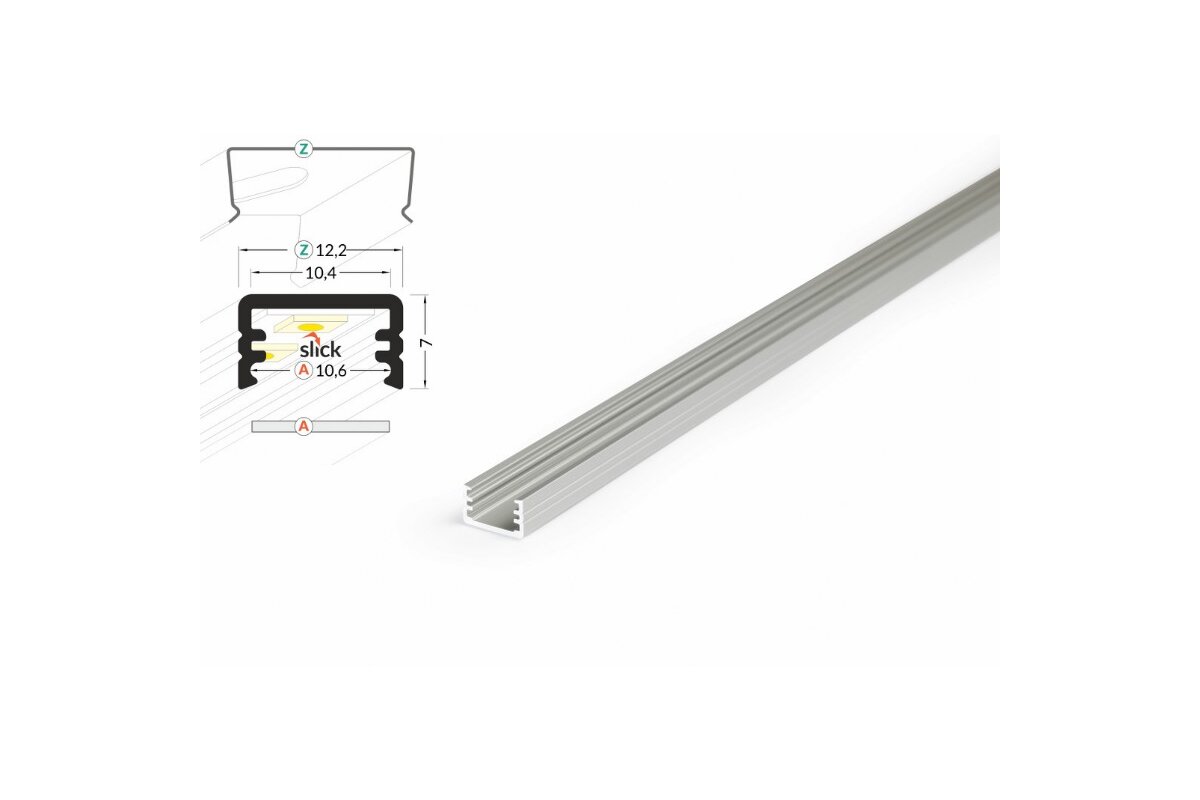 3 Meter LED Aluleiste Aufputz Mini 8mm Serie ECO natureloxiert silber