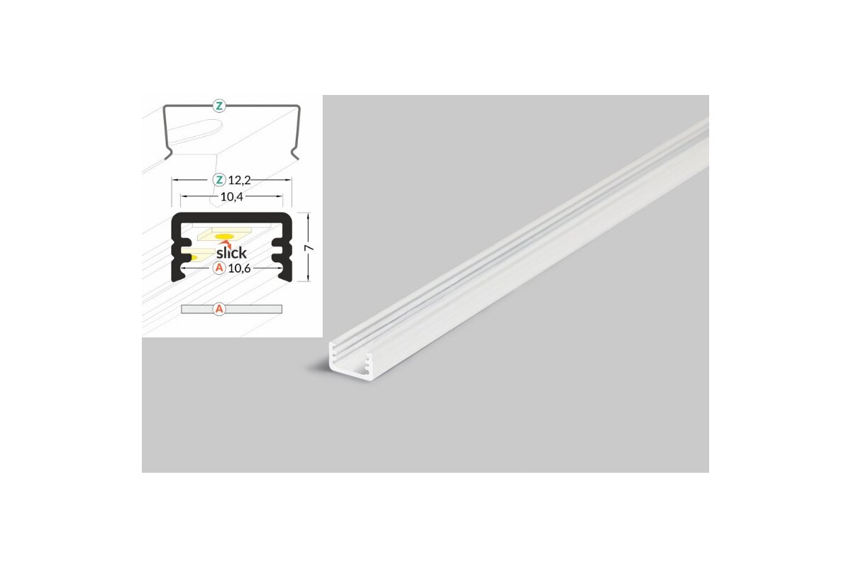 4 Meter LED Aluleiste Aufputz Mini 8mm Serie ECO weiß lackiert