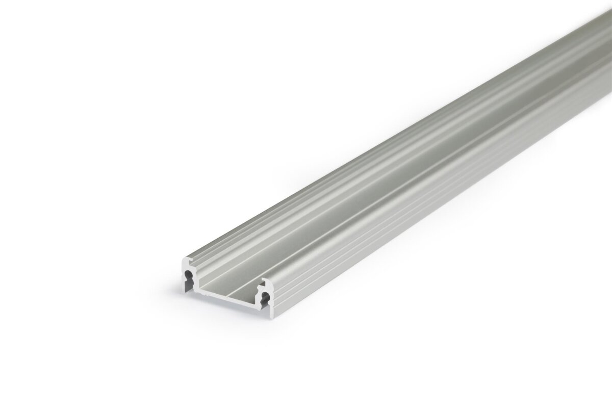3 Meter LED Profil Aufputz Flach natur eloxiert ( Silber) ohne Abdeckung 14mm Serie L