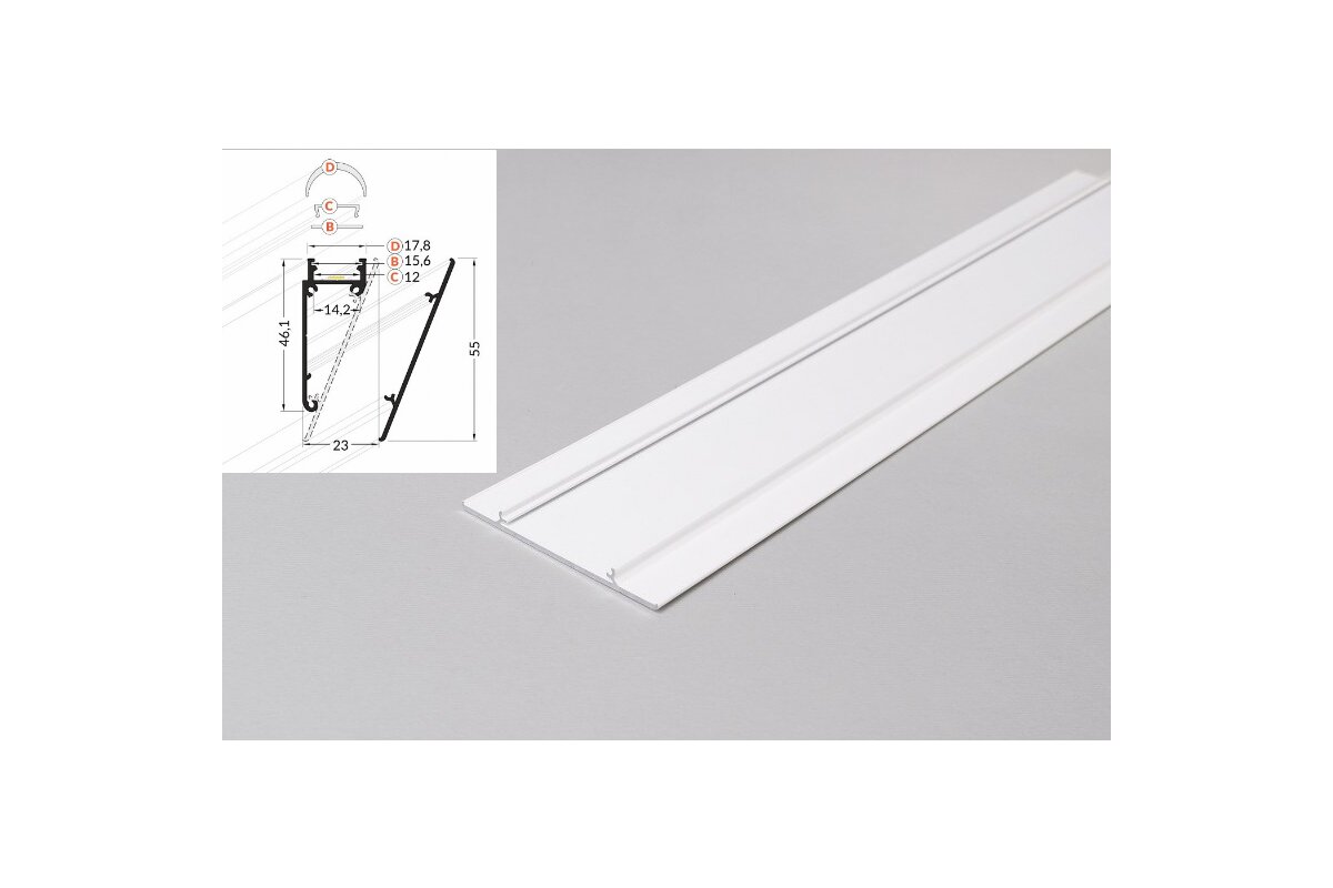 3 Meter LED Profil Wall 10mm -Frontblende weiß lackiert Serie M